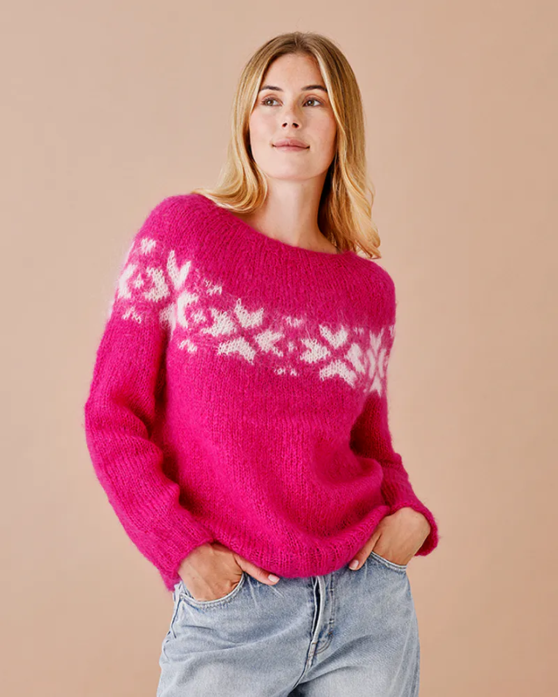 Sweater med isblomster. Oppskrift.